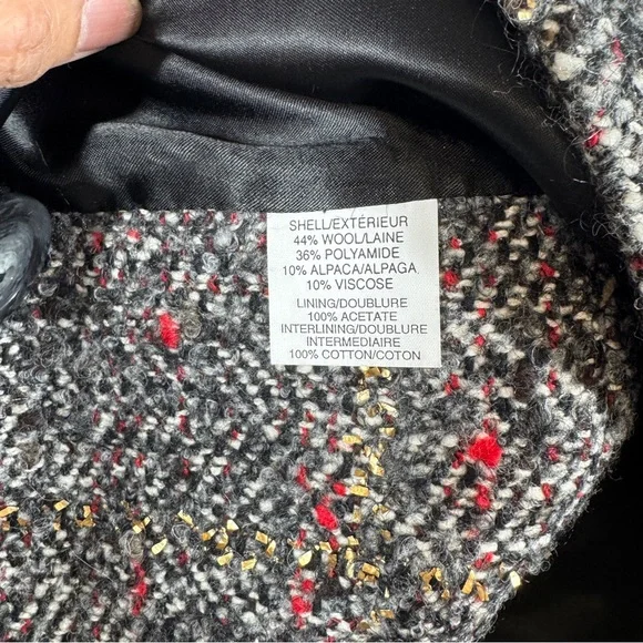 Toni T Gray Tweed Cape Jacket Size 3X Wool Alpaca Blend Button Front Poncho Coat - Picture 9 of 16